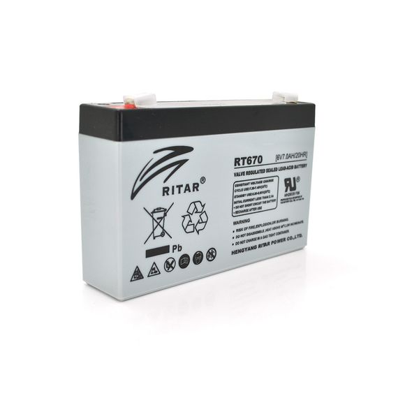 Акумуляторна батарея AGM RITAR RT670, Black Case, 6V 7.0Ah (151х34х94 (100))