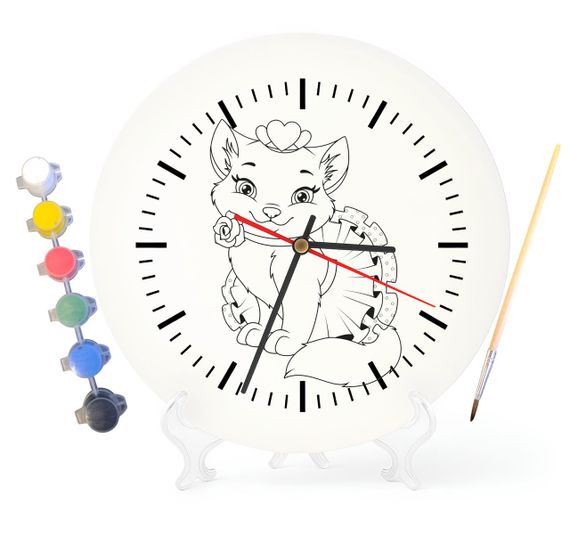 Детский набор для творчества часы раскраска Котенок 30 см (Г0206)