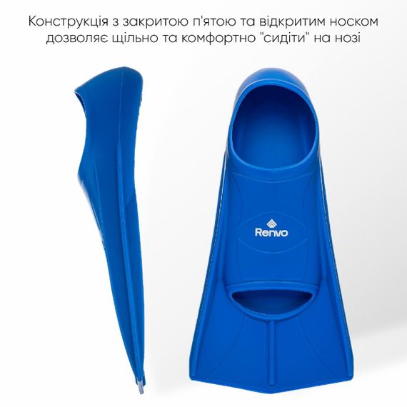 Короткие ласты для тренировки в бассейне Renvo Frio с закрытой пяткой Синий 39-41 (SF100-04 39-41) | Зображення 2