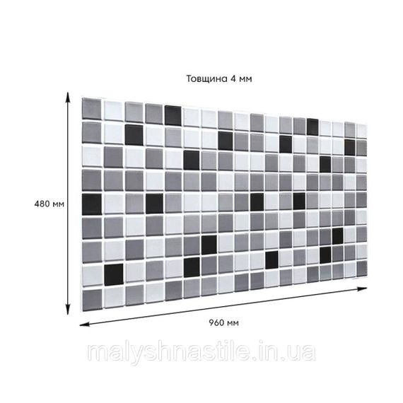 Декоративная ПВХ панель черно-белая мозаика 960х480х4мм SW-00001432 | Зображення 2