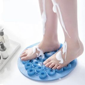 Круглая силиконовая щетка - мочалка на присосках на стену в ванну/душ Massage foot rad массажный противоскользящий коврик для ног