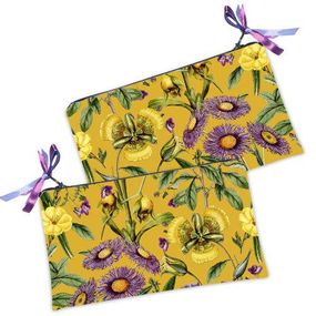 Косметичка жіноча Цветы на желтом фоне 20х12 см (K_ILI001)
