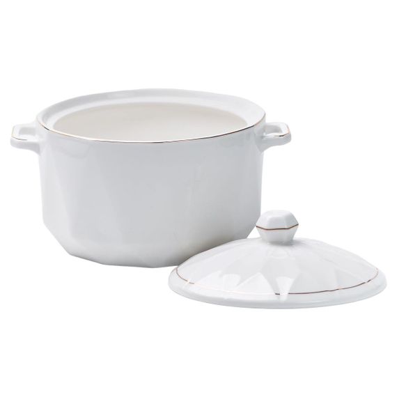Супниця порцелянова з кришкою і ручками 2,2 л Біла HP1051 | Зображення 1