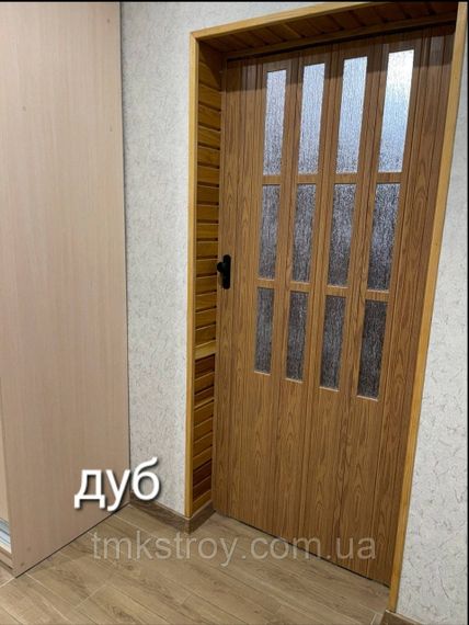 Двери-гармошка ПВХ 2030x860 мм Дуб 269 со стеклом | Зображення 1
