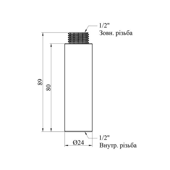Подовжувач Karro 1/2" ВЗ, L=80 мм хромований KR-3209 | Зображення 1