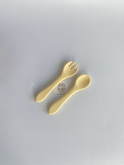 Глибока тарілка силіконова на присосці з приборами Жовтий | Зображення 2