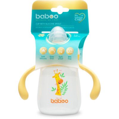 Поильник-непроливайка Baboo с силиконовым носиком, 260 мл, 6+ мес (Safari/желтая) (8-120) | Зображення 4