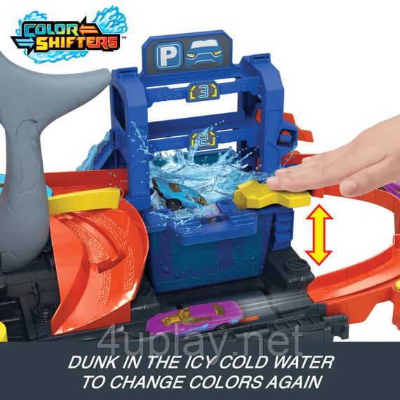 Трек Хот Вілс Кольорове перетворення Автомийка Акула Оригінал Hot Wheels City Ultra Shark Car Wash | Зображення 4