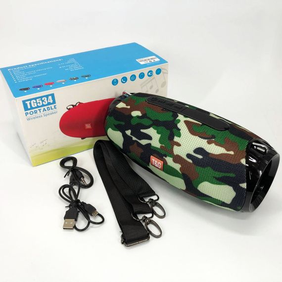 Портативна Bluetooth колонка TG534 SD IPX5 з ремінцем, гучна блютуз колонка. Колір: камуфляж | Зображення 2