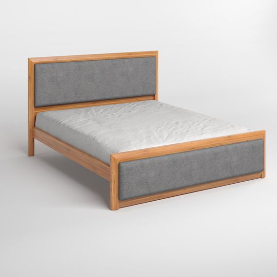 Двоспальне дерев'яне ліжко Mebigrand Барселона Б4 Вільха/Аляска 93 (Сірий) 160х200 см (MBG-13917) | Зображення 1