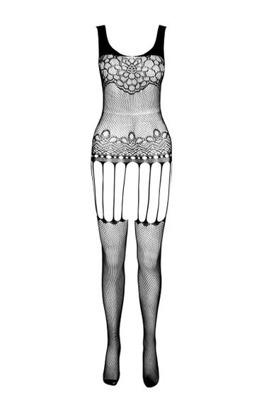 Бодистокинг Passion ECO BS001 One Size red, с доступом, имитация подвязок, флористический декор sexstyle | Зображення 5