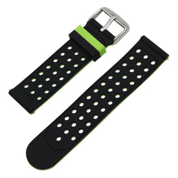 Подвійний ремінець з перфорацією для годинника Samsung Galaxy Watch 3 45mm (SM-R840) - Black&Green | Зображення 4