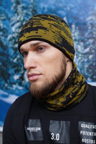 Мужской комплект «Пиксель III» черный + оливковый + хаки