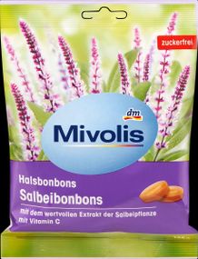 Натуральные леденцы Mivolis с шалфеем и витамином C для защиты горла и иммунитета, 125 гр., Германия