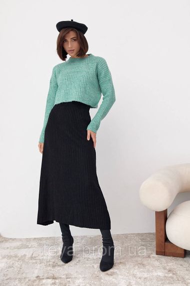 В'язаний укорочений джемпер oversize колір м'ятний розмір M FL_000858 | Зображення 2