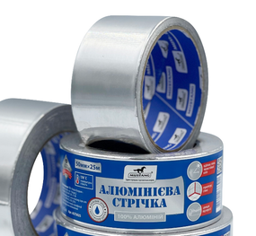 Стрічка клейка алюмінієва 50мм*25м 50мкм Мустанг