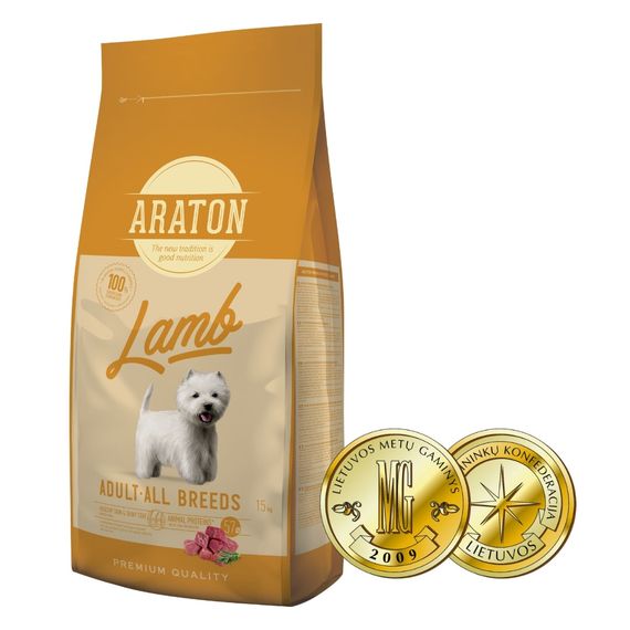 Корм ARATON LAMB Adult All Breeds сухий для дорослих собак з ягнятиною 15 кг
