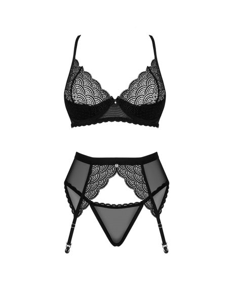 Комплект Obsessive Chemeris 3-pcs set XS/S, стрінги, пояс для панчіх, бюстгальтер | Зображення 2