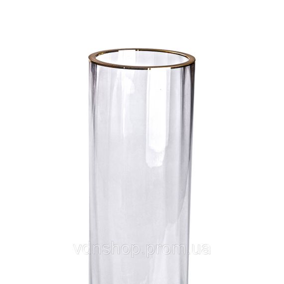 Декоративна скляна ваза для квітів із золотою окантовкою 29,5 см. | Зображення 1