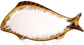 Набір 3 порцелянових блюда Gold Luxury (для риби) 30x15см, порцеляна з золотом