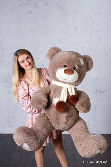 Мишка с латками плюшевый с сердцем Yarokuz Джозеф 140 см Капучино | Зображення 2