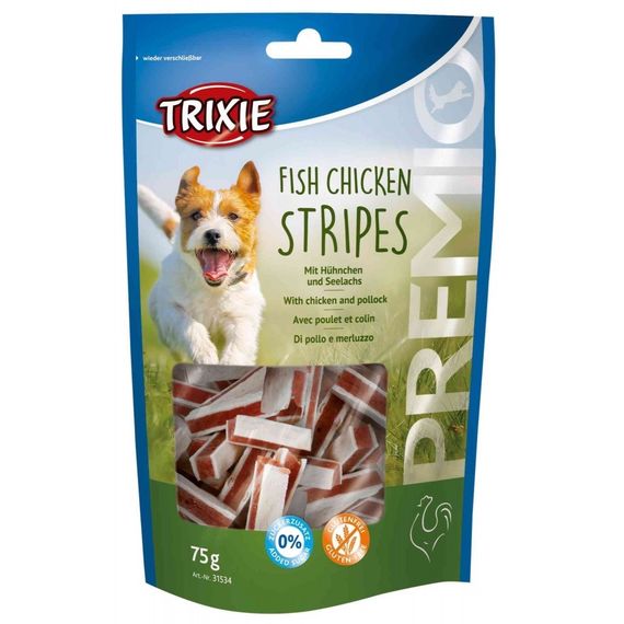 Ласощі для собак з куркою та лососем Trixie Premio Fish Chicken Stripes, 75 гр