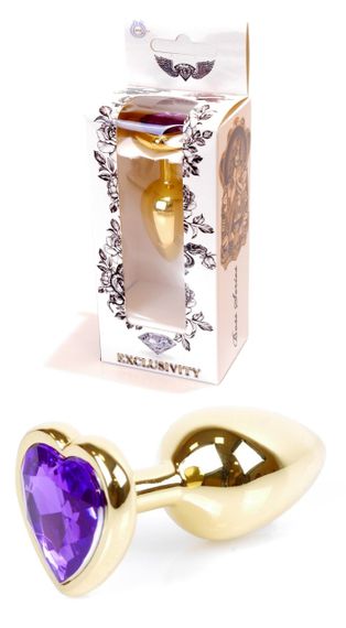 Анальний затор Boss Series - Jewellery Gold Heart PLUG Purple S, BS6400043 sexstyle