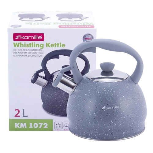 Чайник 2л нержавіюча сталь зі свистком з нейлоновою ручкою 1072GR KAMILLE | Зображення 1