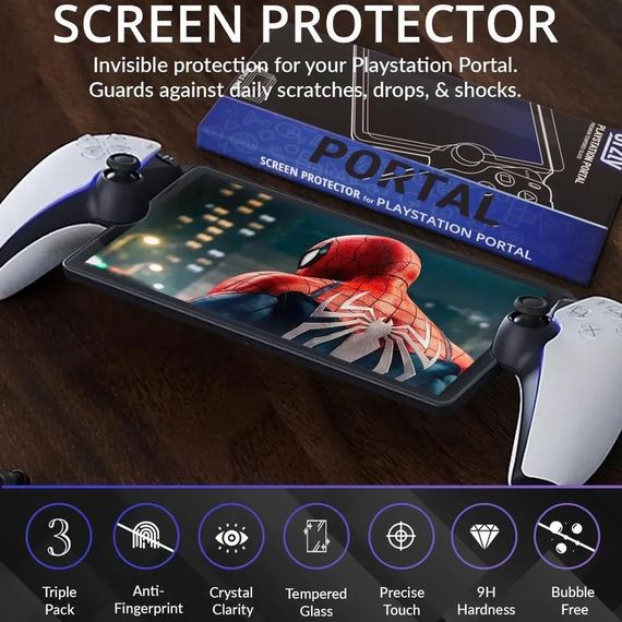 Захисне скло Orzly (3 шт.) для PlayStation Portal Remote Player, загартоване скло 9H | Зображення 3