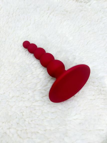 Анальна пробка на силіконову присоску Loveshop RED | Зображення 2