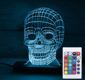 Акриловый светильник-ночник с пультом 16 цветов Череп tty-n000026
