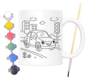 Набор для творчества кружка раскраска Машинка 330 мл белая (КР0137)