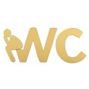 Зеркальный декор акриловый самоклеющийся WC золото, 3шт (D) SW-00002525