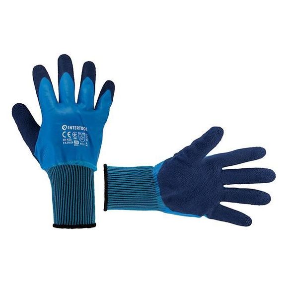 Рукавичка трикотажна, синтетична, з повним нітриловим покриттям, покриття долоні пористий нітрил,10"1