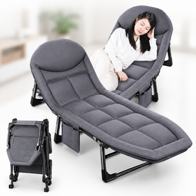 Раскладная кровать с ножками/раскладушка / Туристическая кровать раскладная с регулировкой спинки 180х66х35 см, Серый