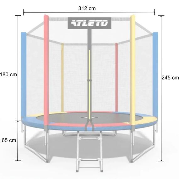 Батут дитячий Atleto 312 см із захисною сіткою для дому та дачі різнобарвний 21000133 | Зображення 7