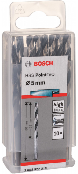 Свердло по металу Bosch HSS-PointTeQ, 5х52х86мм, 10шт (2.608.577.218) | Зображення 8