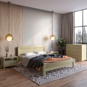 Двоспальне дерев'яне ліжко Mebigrand Тоскана Оливковий (RAL1020) 180х200 см (MBG-3535)