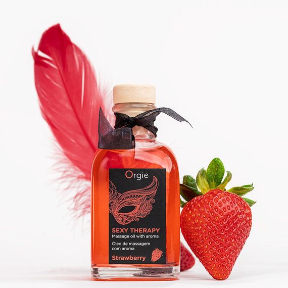 Набор для массажа Orgie – Sexy Therapy Strawberry (100 мл), съедобное разогревающее масло + перышко | Зображення 3