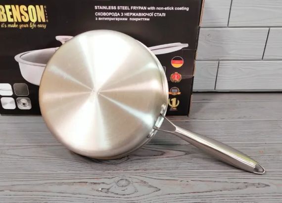 Cковорода глубокая Benson из нержавеющей стали 24см (BN-586) | Зображення 5