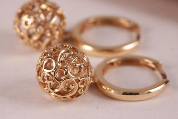 Ажурные серьги из желтого золота | Зображення 2