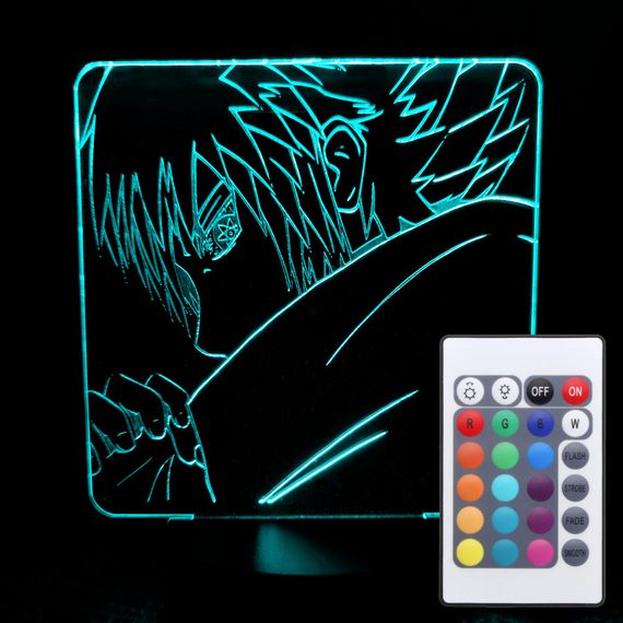 Акриловий світильник-нічник з пультом 16 кольорів Саске Учіха tty-n000490