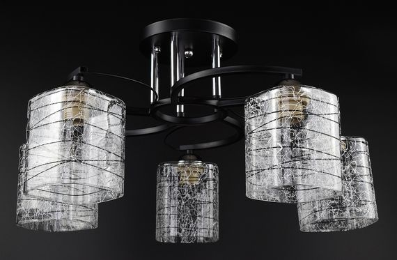 Люстра стельова на 5 лампочок 26942 Чорний 27х50х50 см.