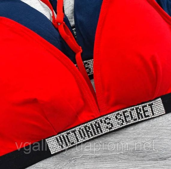 Жіночий комплект нижньої білизни Victoria`s Secret із стрейч-бавовни зі стразами | Зображення 1