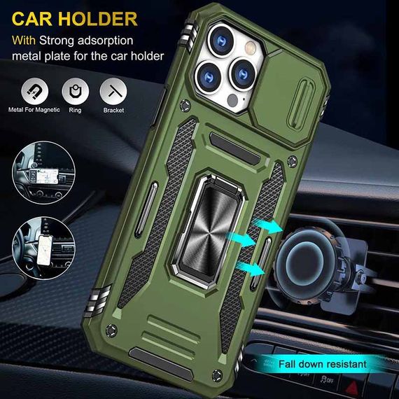 Ударостійкий чохол Camshield Army Ring для Apple iPhone 12 Pro / 12 (6.1") Оливковий / Army Green | Зображення 1