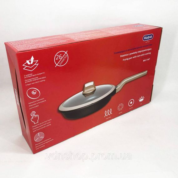 Сковорода якісна на плиту Magio MG-1167 26 см, Якісні кухонні сковорідки, Сковорода гриль зручна UL-56 | Зображення 5