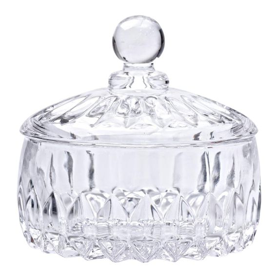 Цукерниця з кришкою кругла скляна прозора HP-4-124 | Зображення 1