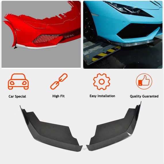 Накладки на передній бампер Flap V1 (Карбон) для Lamborghini Huracan 2014- рр | Зображення 4