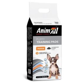 Пеленки AnimAll Puppy Training Pads для собак і цуценят, з активованим вугіллям, 60×60 см, 50 шт