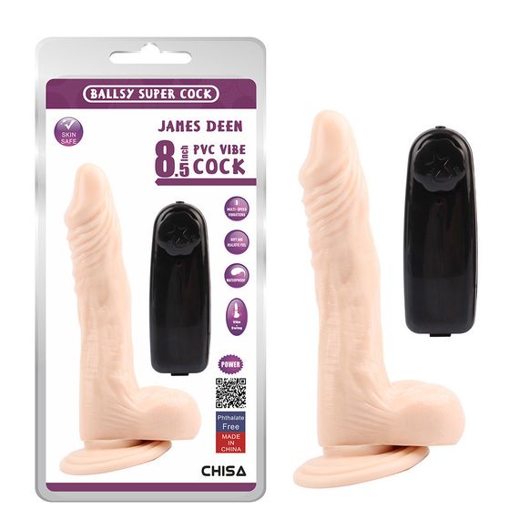 Вибратор реалистичный на присоске Chisa Ballsy Super Cock, бежевый, 22 х 3.6 см Sex Aura | Зображення 1